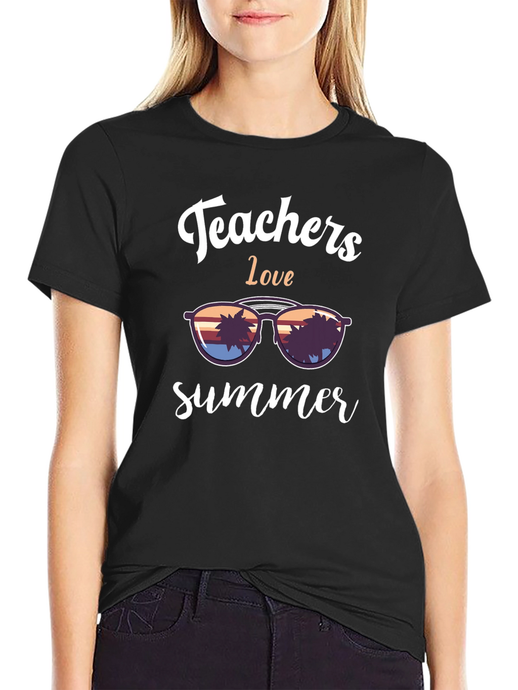 Teachers Love Summer Graphic Tee - Black