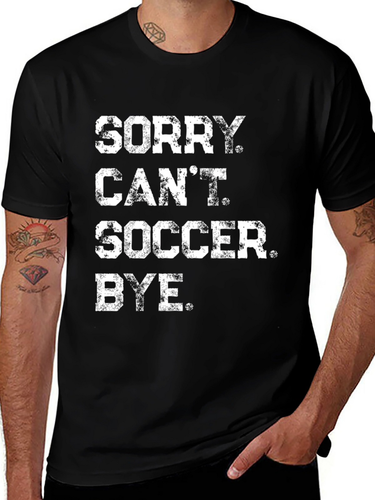 Sorry Cant Soccer Bye Black Graphic Tee