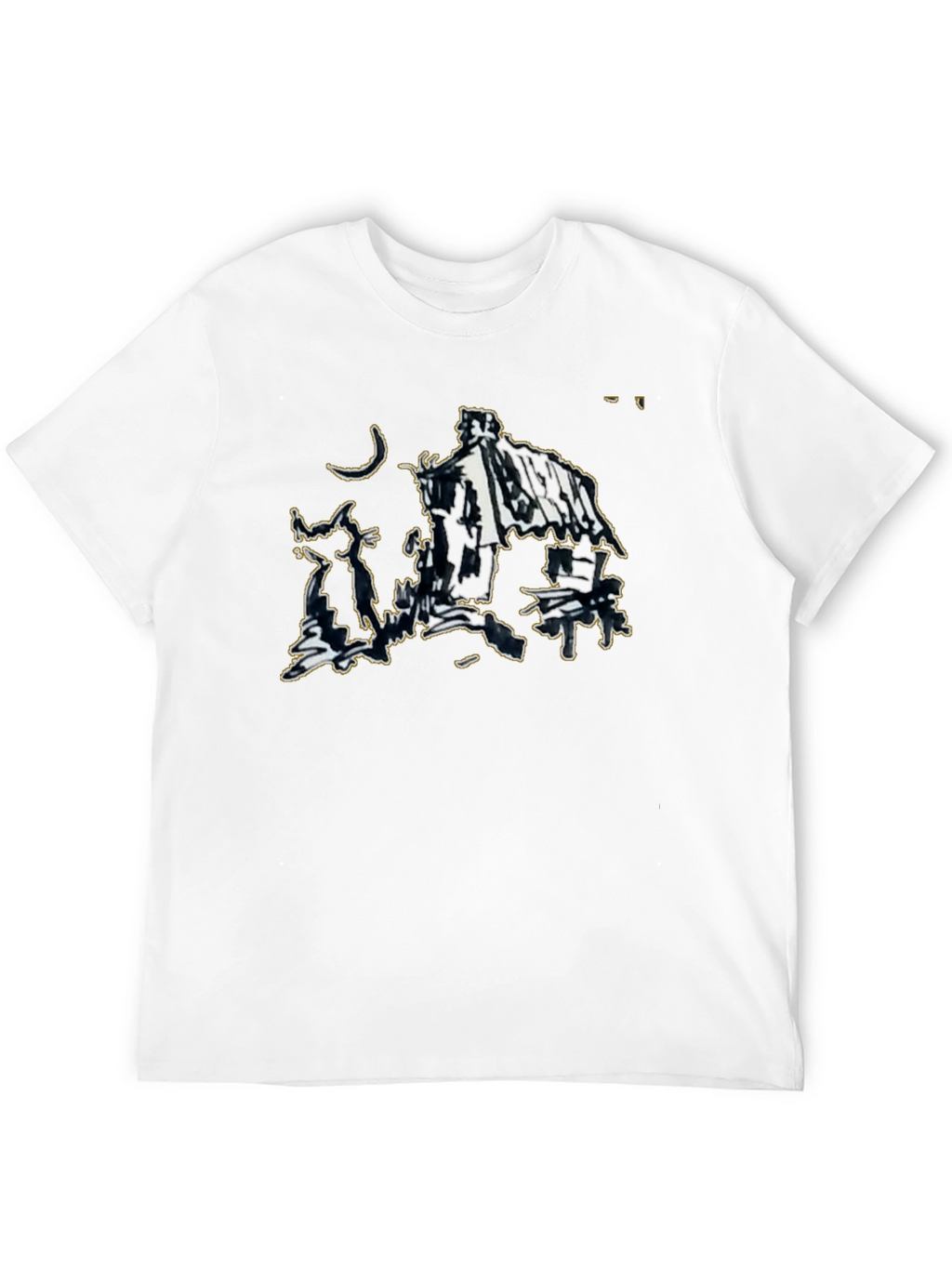 Abstract Sketch Graphic Black T-Shirt