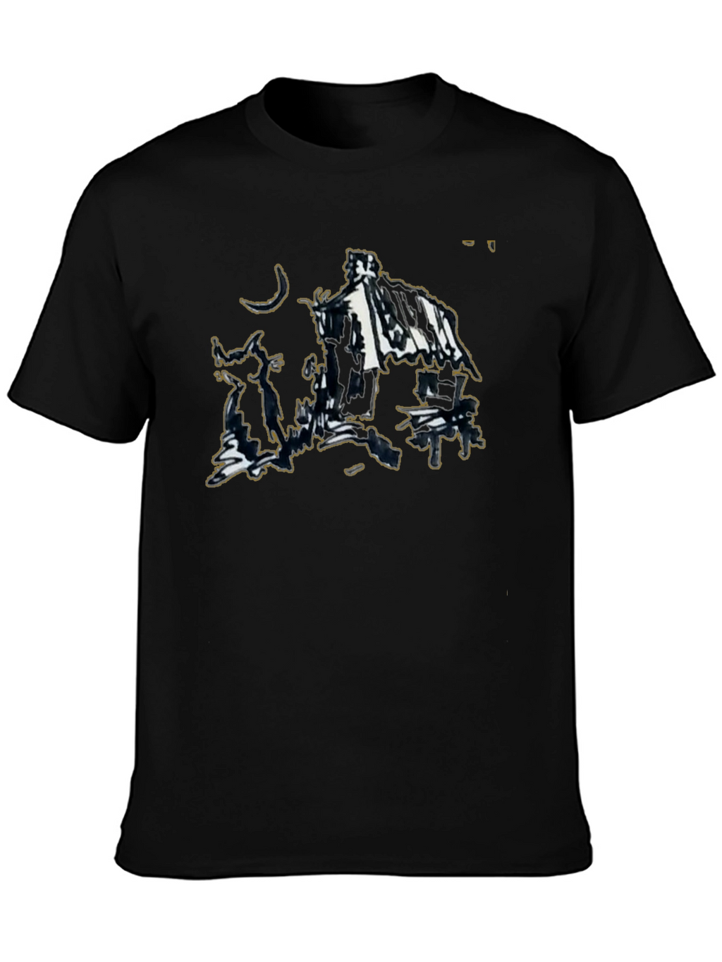 Abstract Sketch Graphic Black T-Shirt