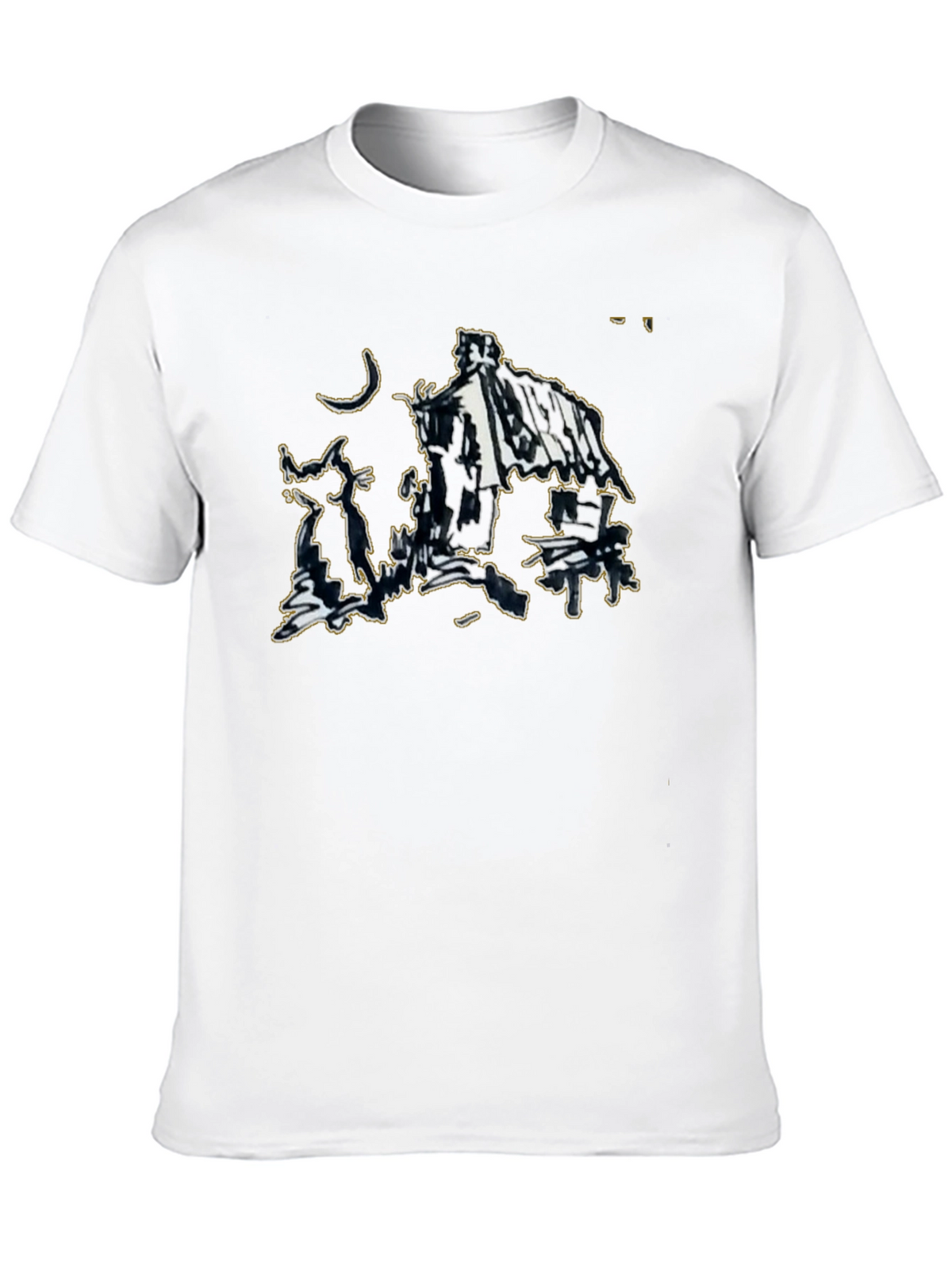 Abstract Sketch Graphic Black T-Shirt