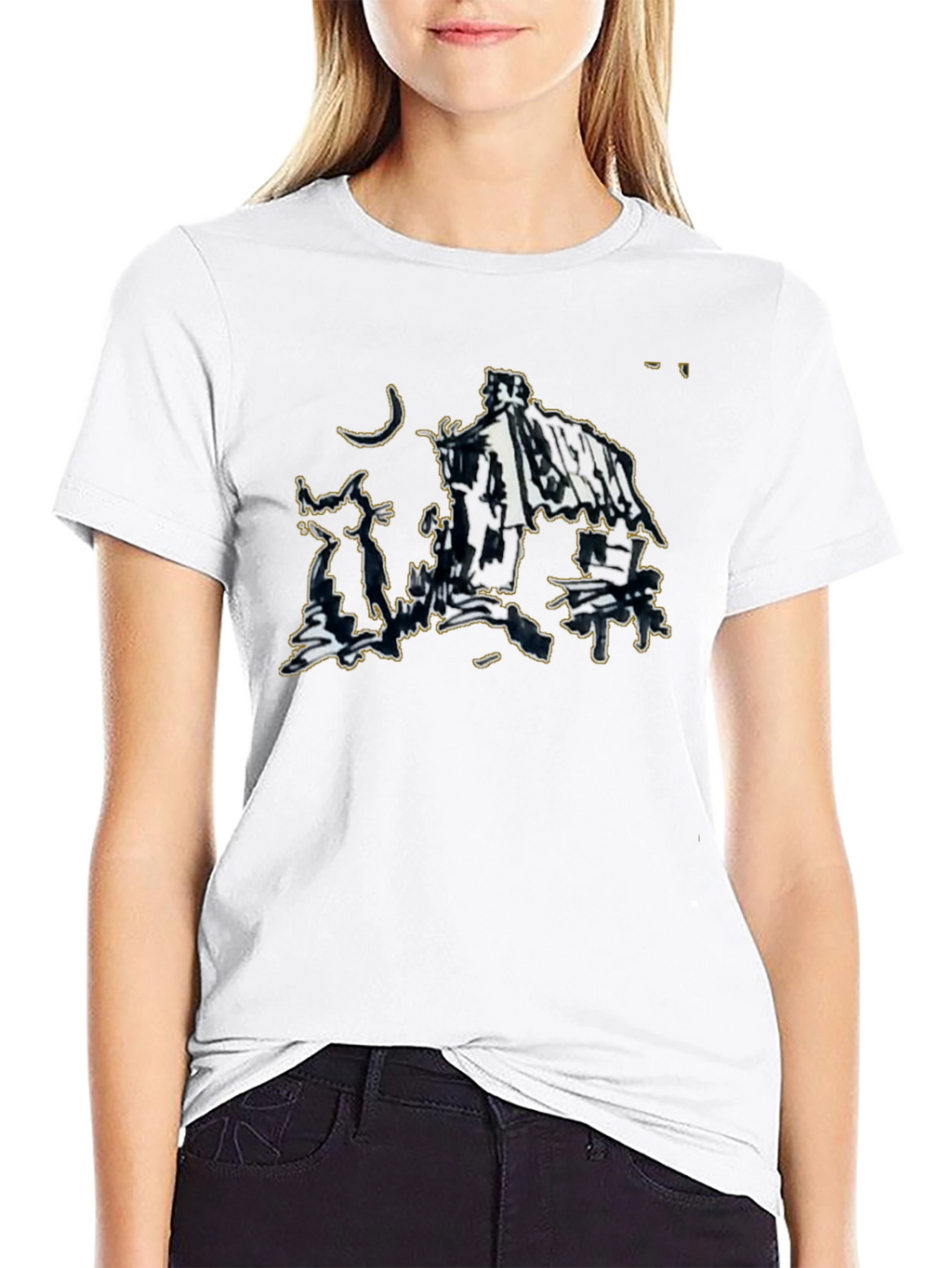 Abstract Sketch Graphic Black T-Shirt