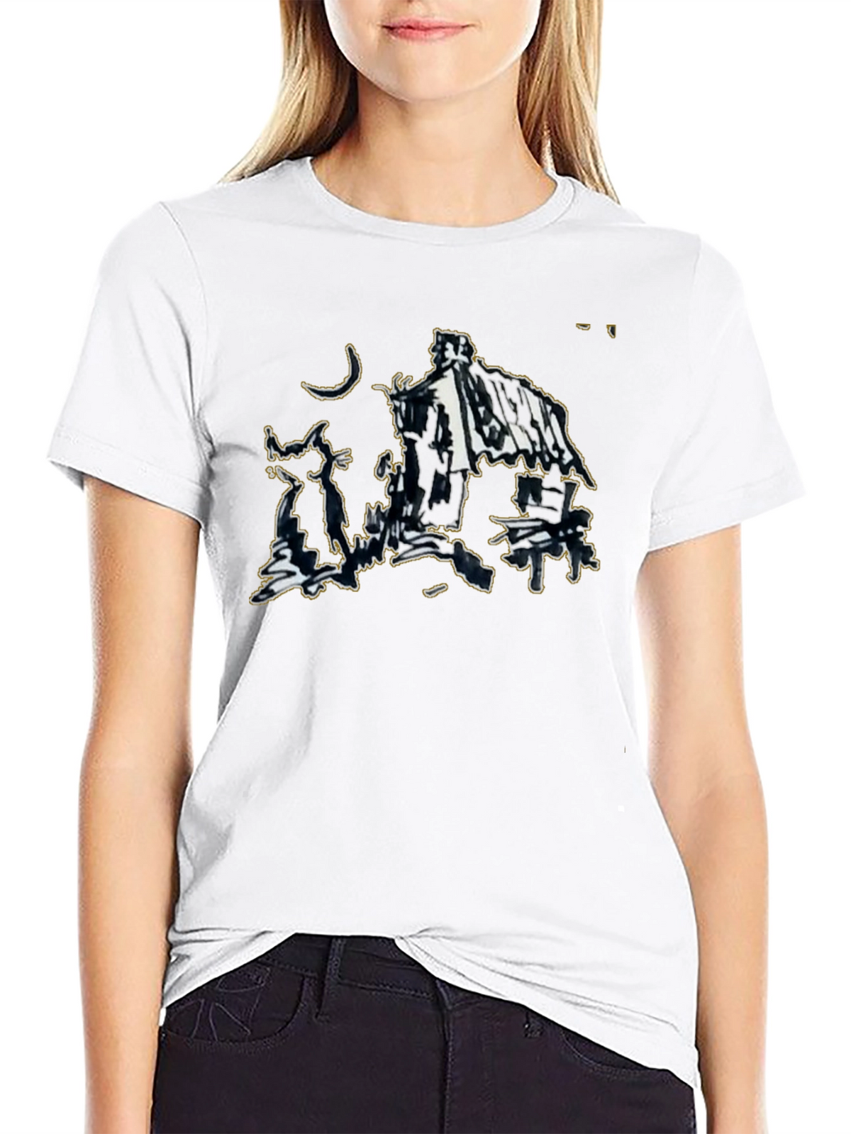 Abstract Sketch Graphic Black T-Shirt