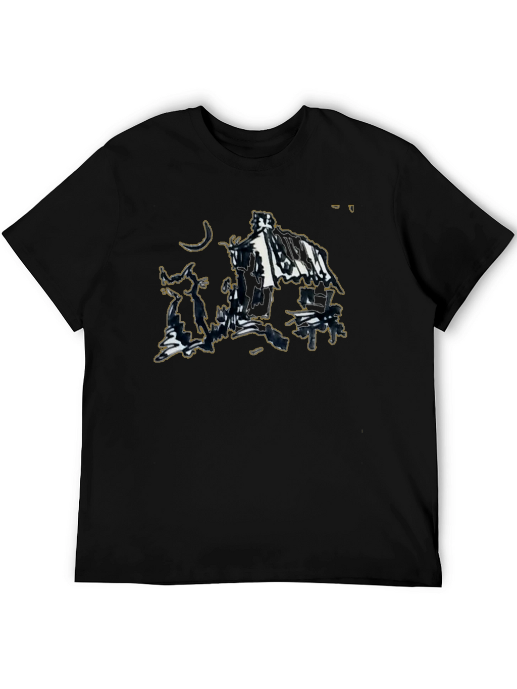 Abstract Sketch Graphic Black T-Shirt