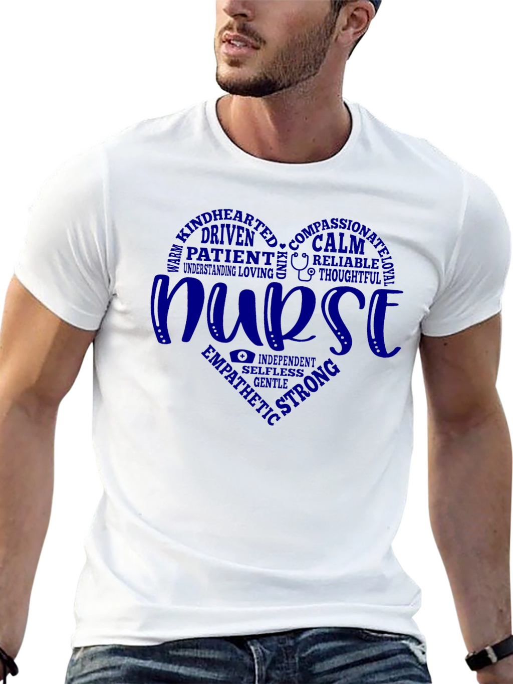 Nurse Heart Graphic T-Shirt - Black Cotton Tee