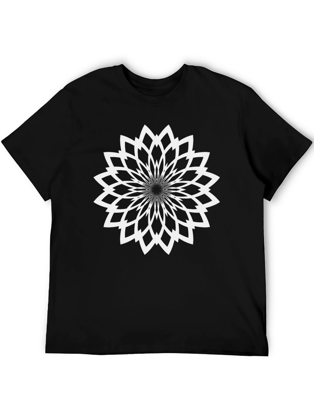 Abstract Floral Graphic Print Tee - Black