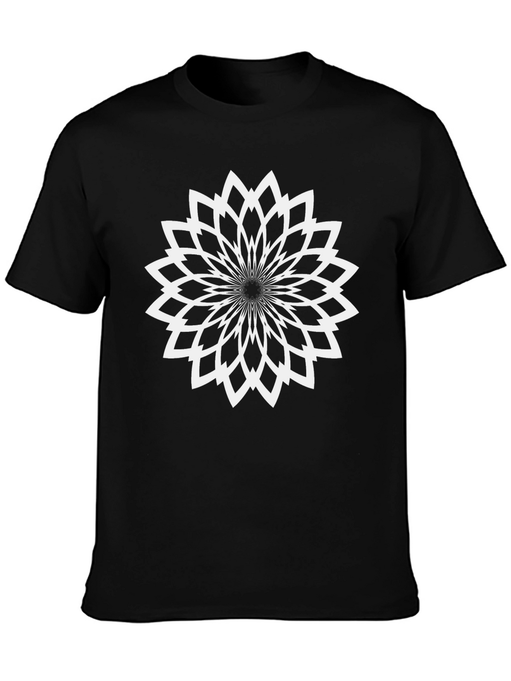 Abstract Floral Graphic Print Tee - Black