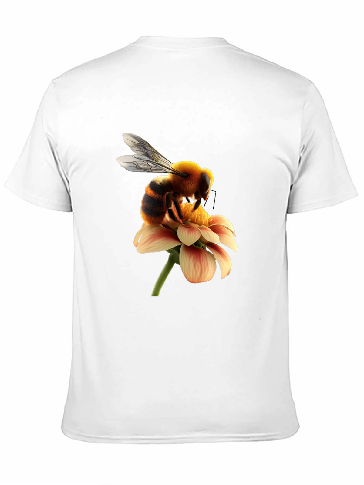 Bee on Flower Graphic Tee - Black Cotton T-Shirt