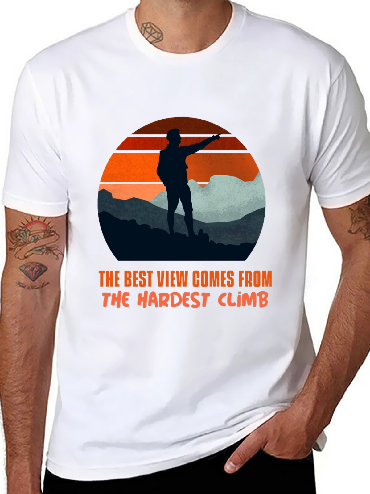 Motivational Hiker T-Shirt: Best View Hardest Climb