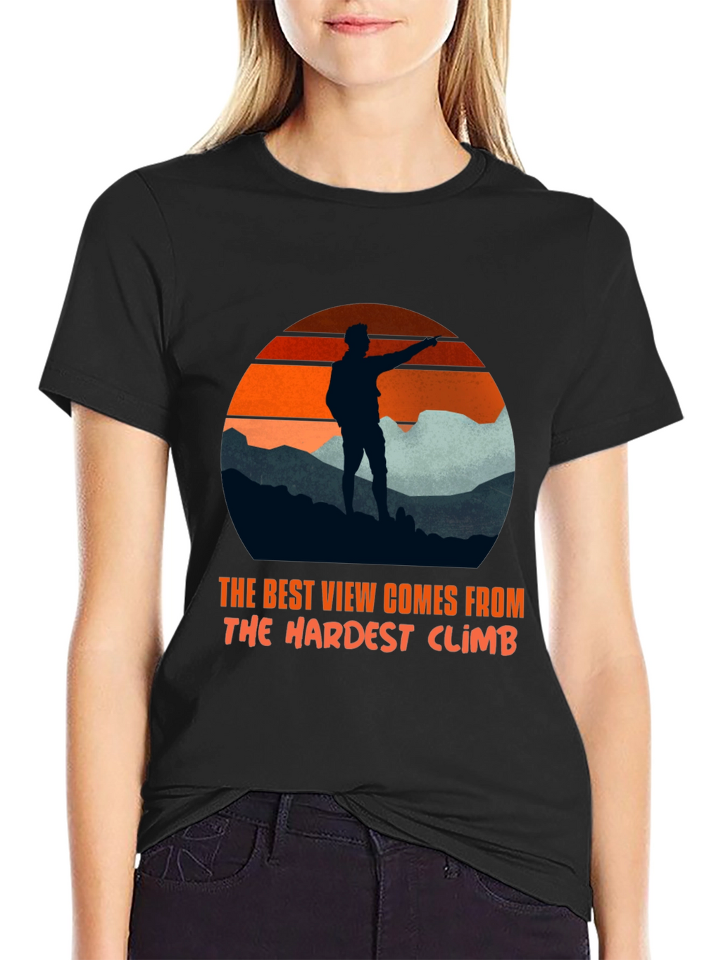 Motivational Hiker T-Shirt: Best View Hardest Climb