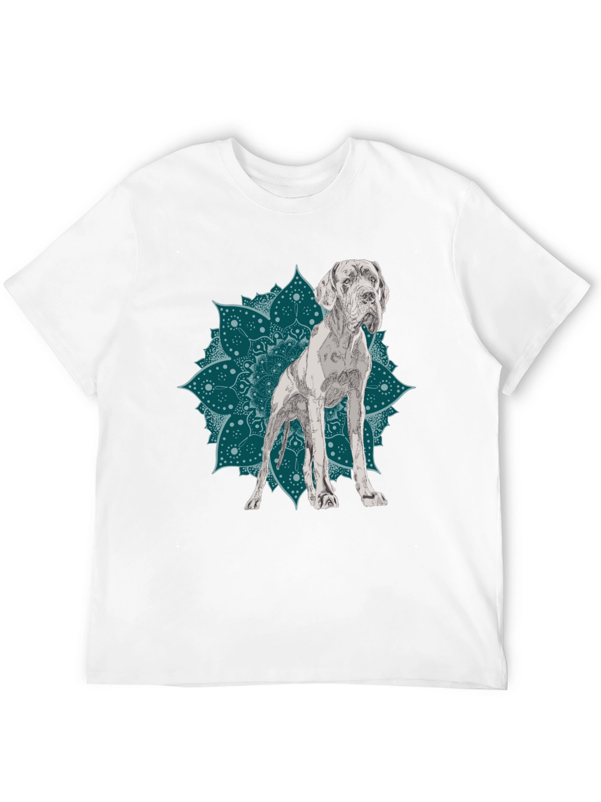 Dog Mandala Graphic Tee - Black Cotton T-Shirt