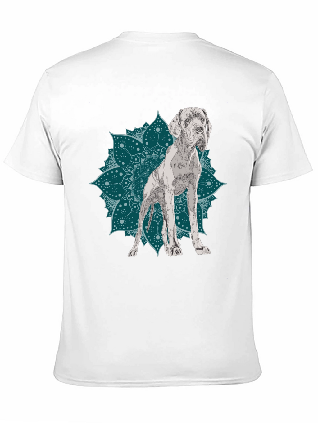 Dog Mandala Graphic Tee - Black Cotton T-Shirt