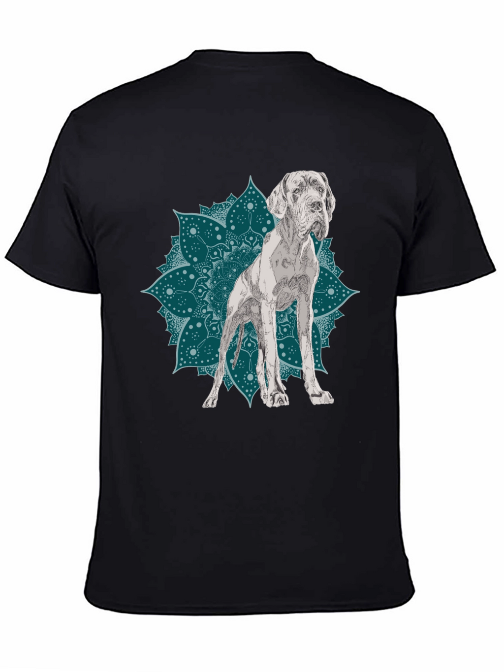 Dog Mandala Graphic Tee - Black Cotton T-Shirt