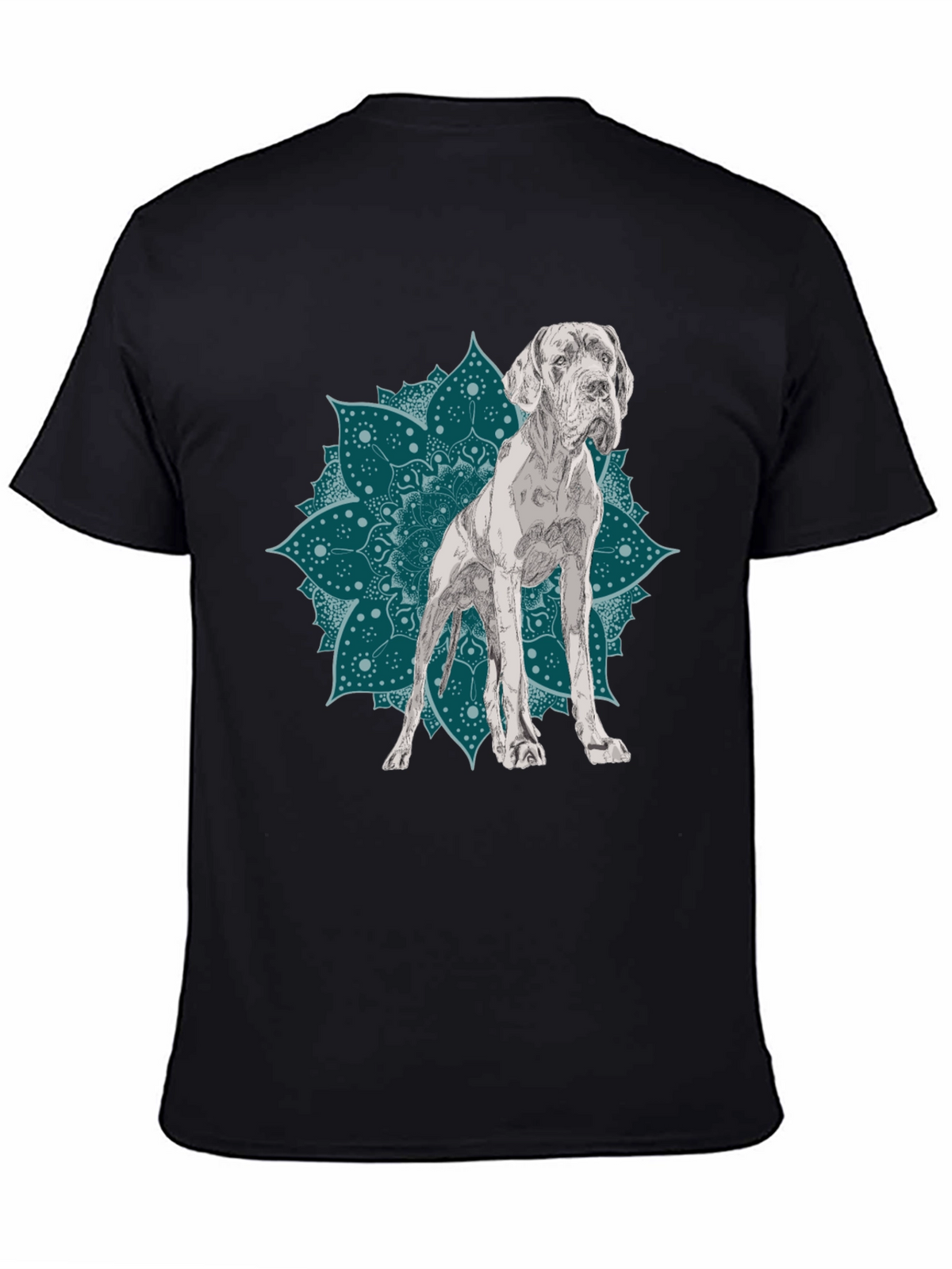 Dog Mandala Graphic Tee - Black Cotton T-Shirt