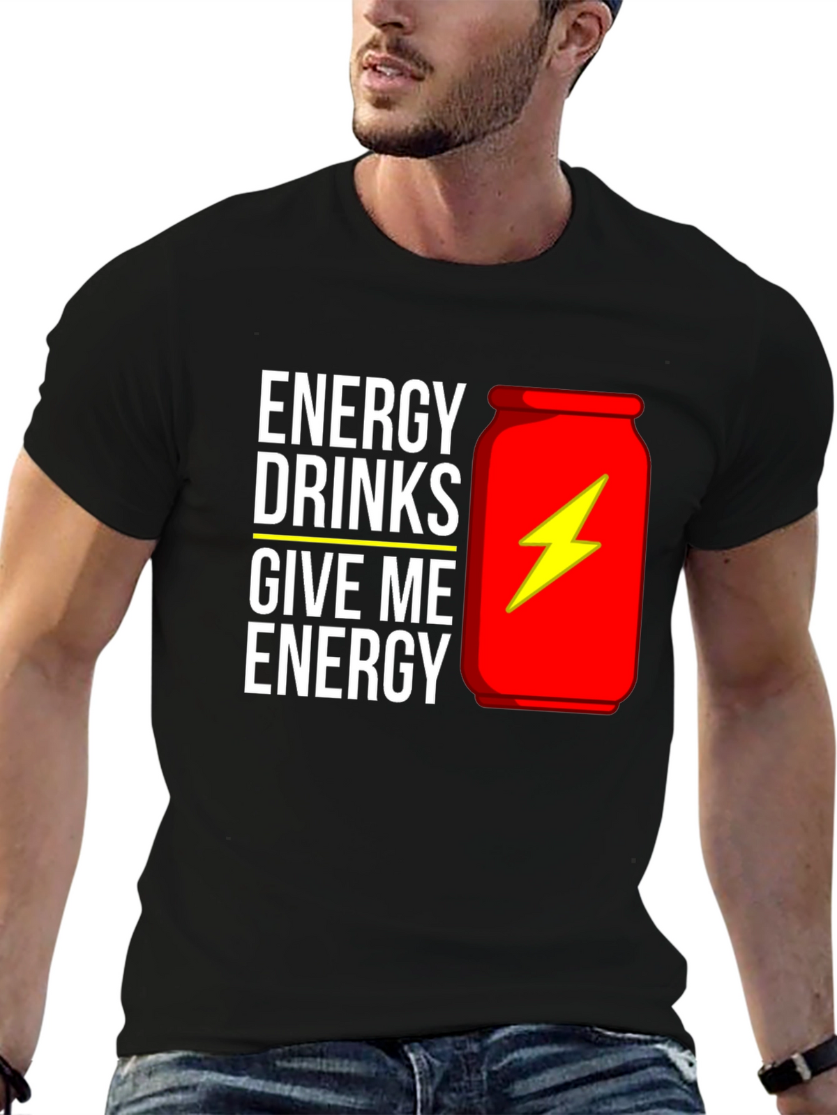 Energy Drink Graphic T-Shirt - Black Cotton Tee