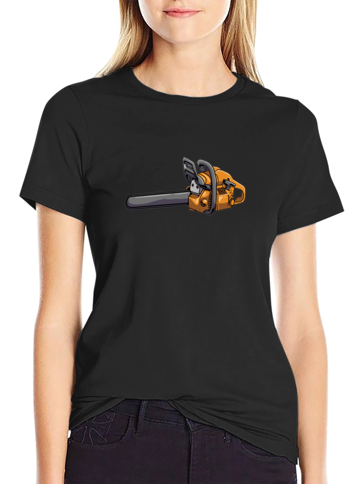 Cartoon Chainsaw Graphic T-Shirt