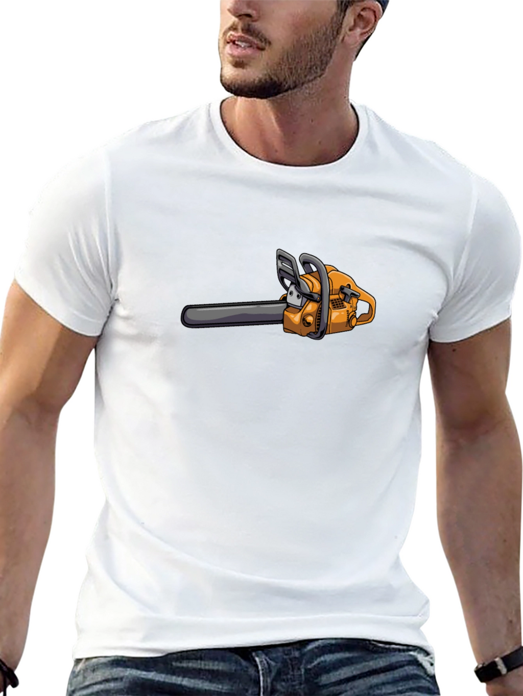 Cartoon Chainsaw Graphic T-Shirt