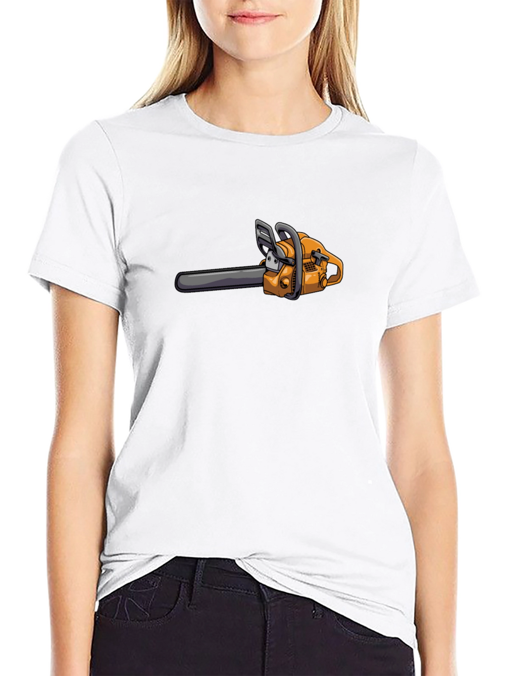 Cartoon Chainsaw Graphic T-Shirt