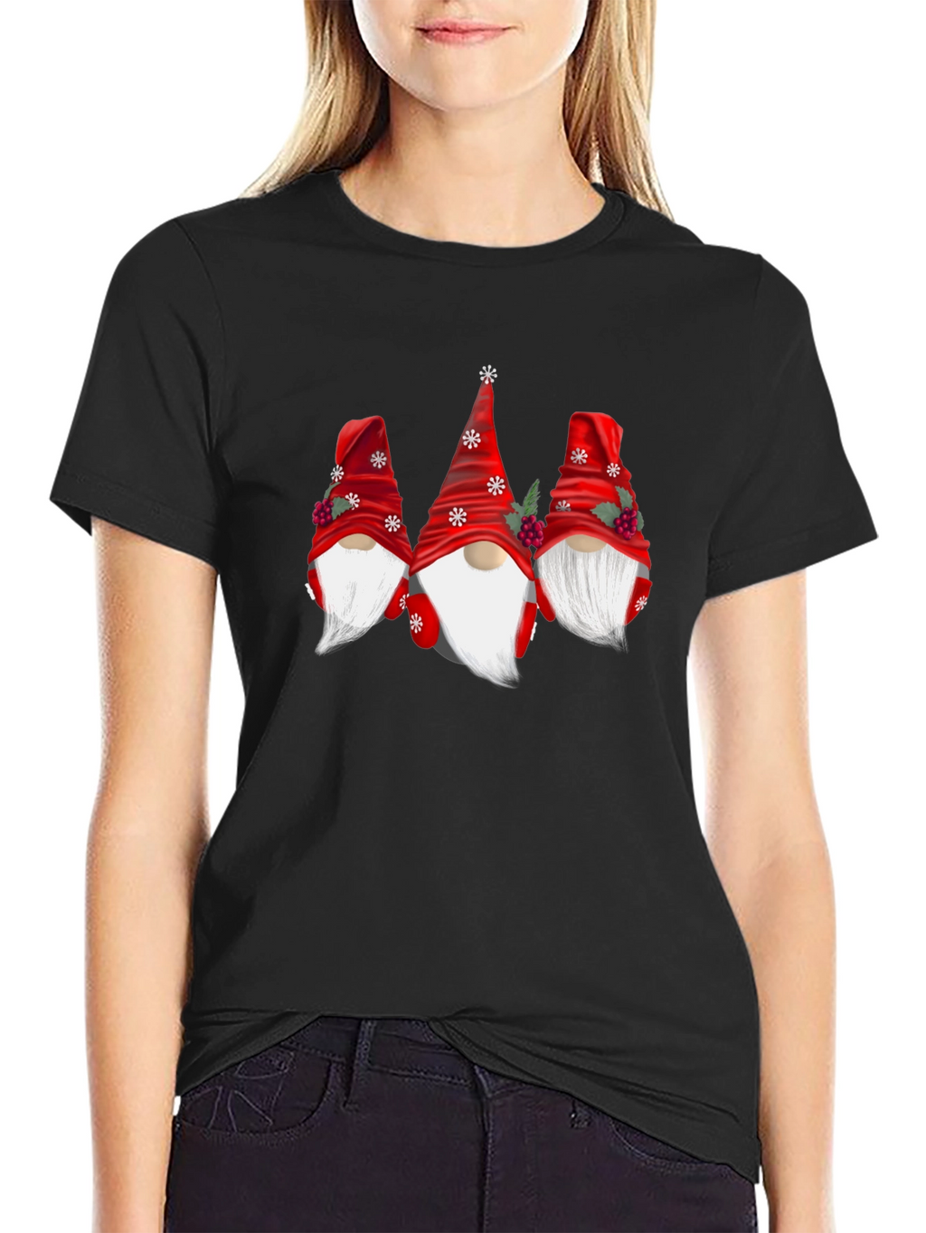 Festive Gnome Graphic Tee - Holiday Cheer