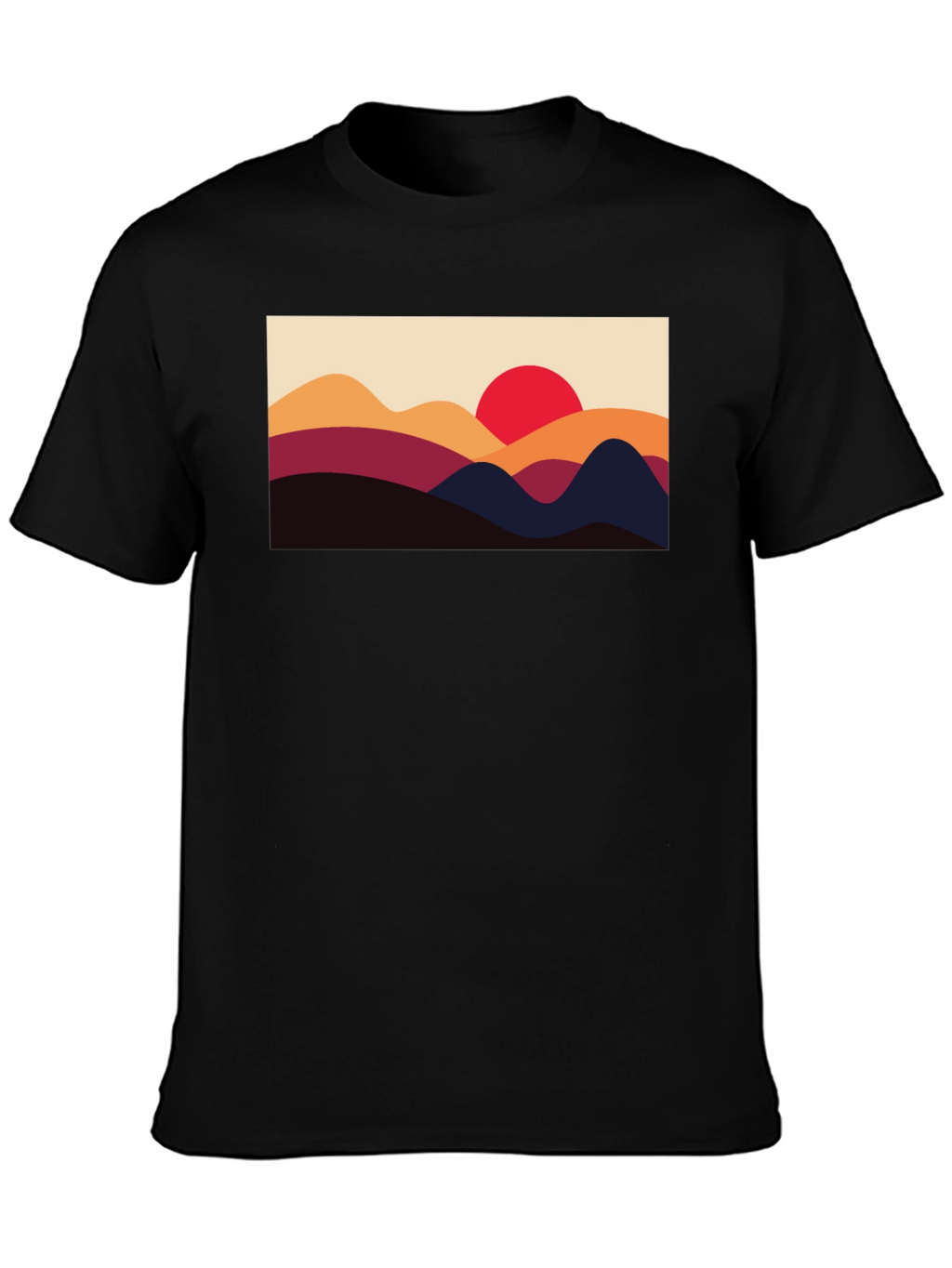 Sunset Mountain Graphic Tee - Black Cotton Blend