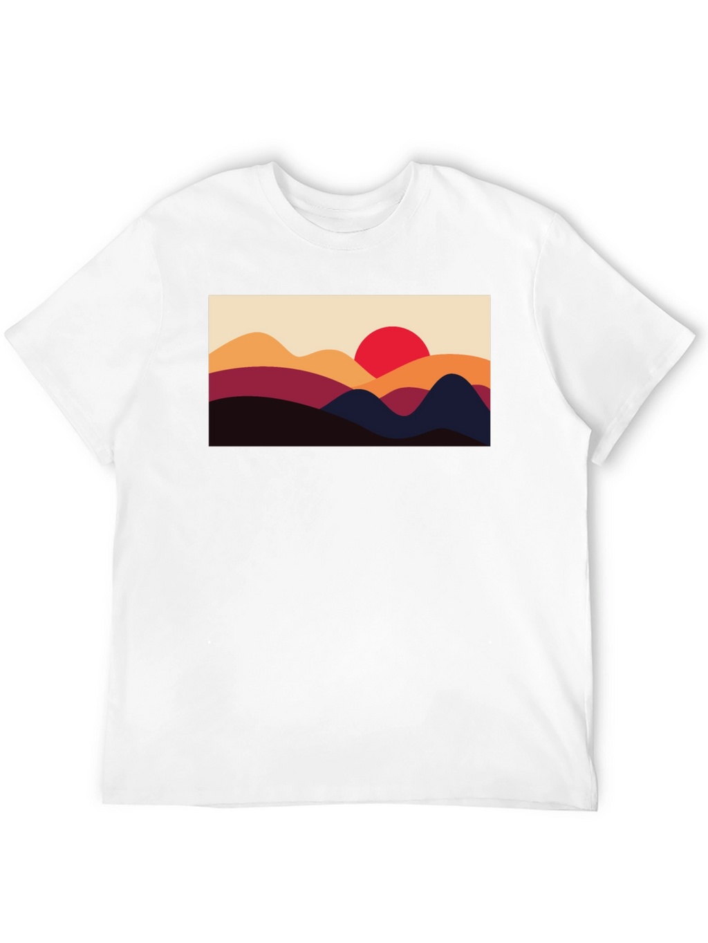 Sunset Mountain Graphic Tee - Black Cotton Blend
