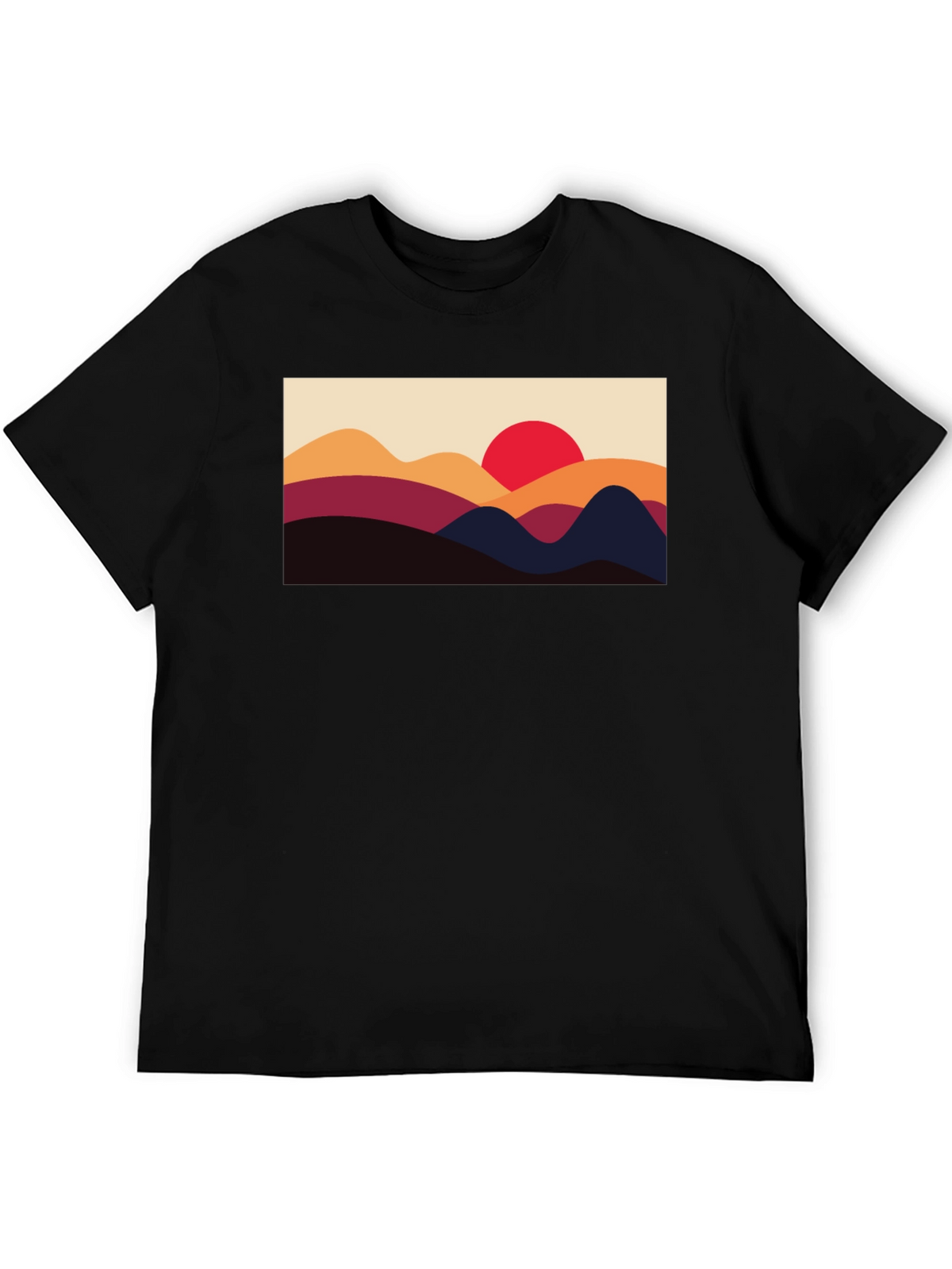 Sunset Mountain Graphic Tee - Black Cotton Blend
