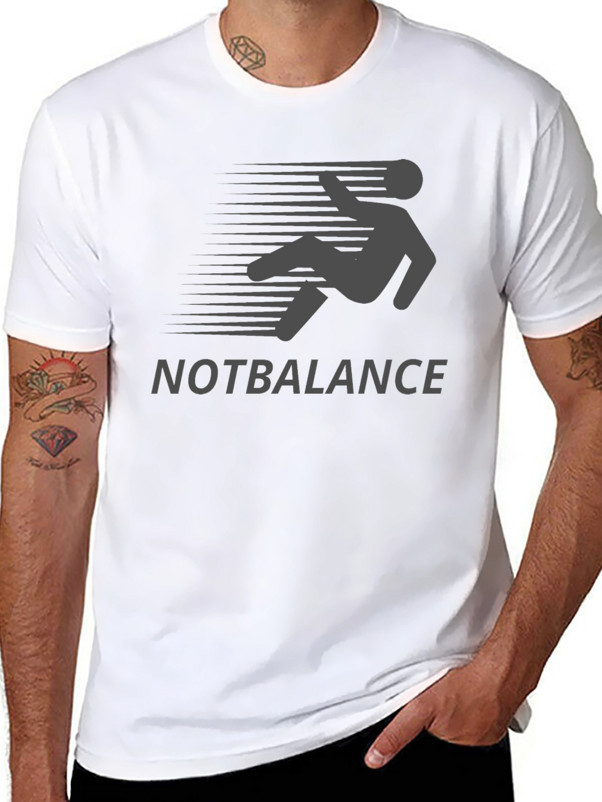 NOTBALANCE Graphic Tee - Funny Falling Man Design