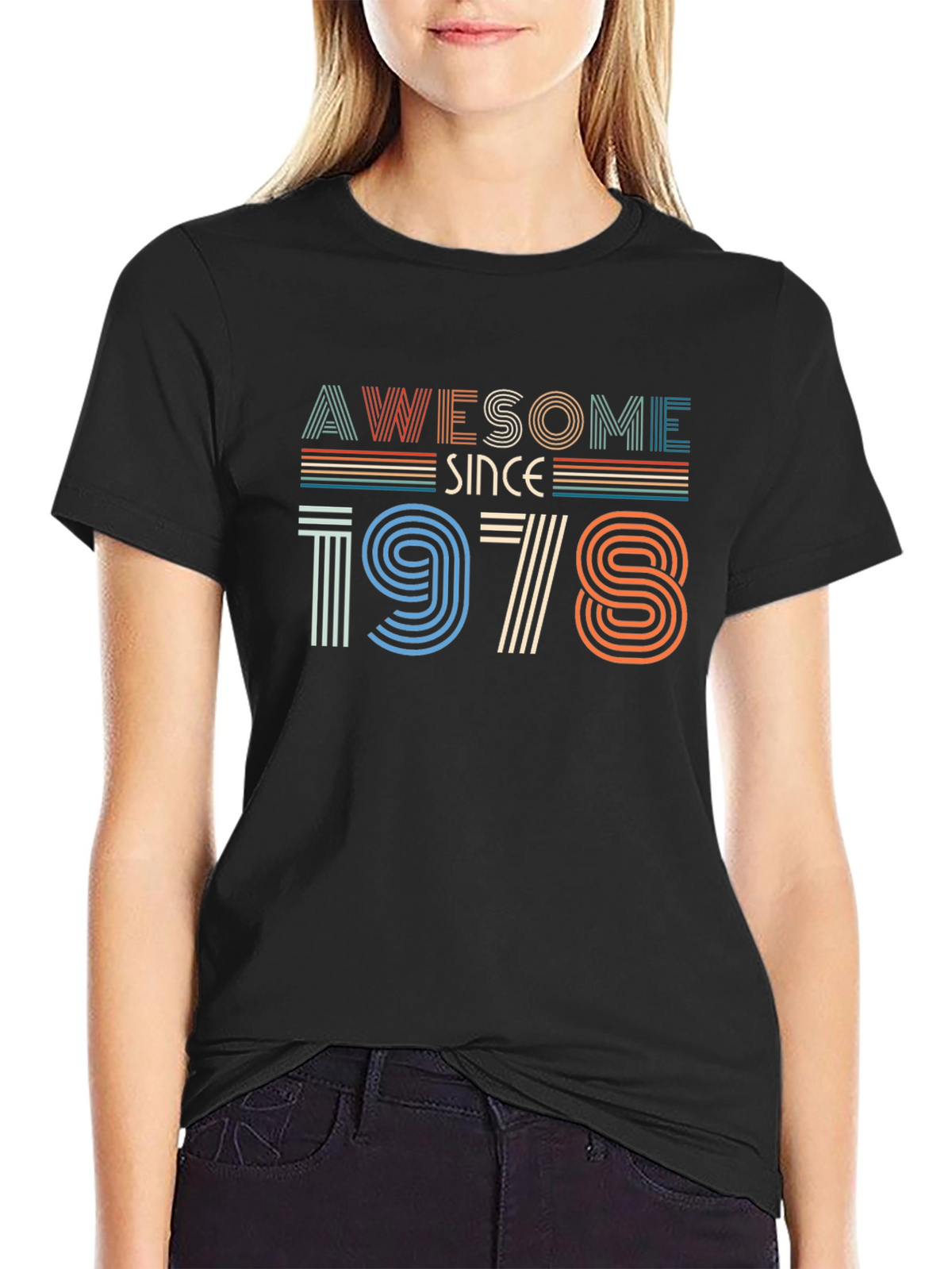 Awesome Since 1978 Black Graphic T-Shirt