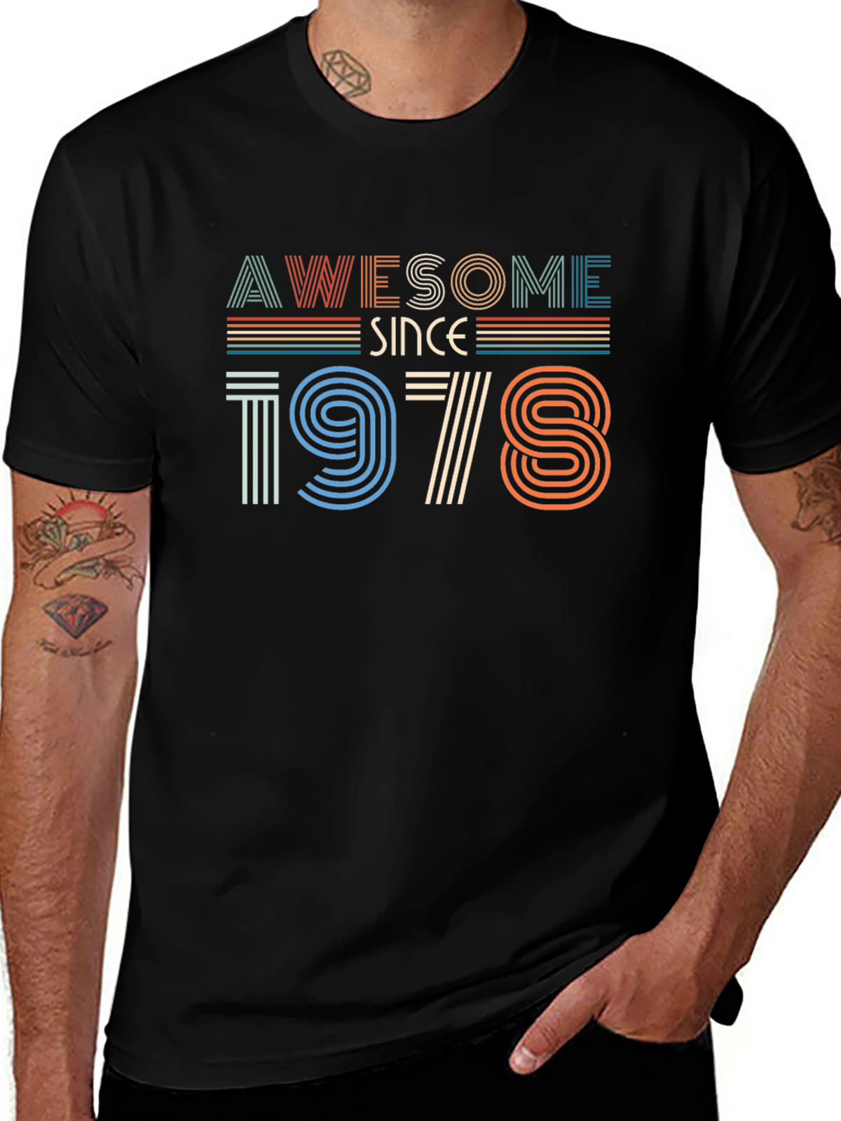 Awesome Since 1978 Black Graphic T-Shirt