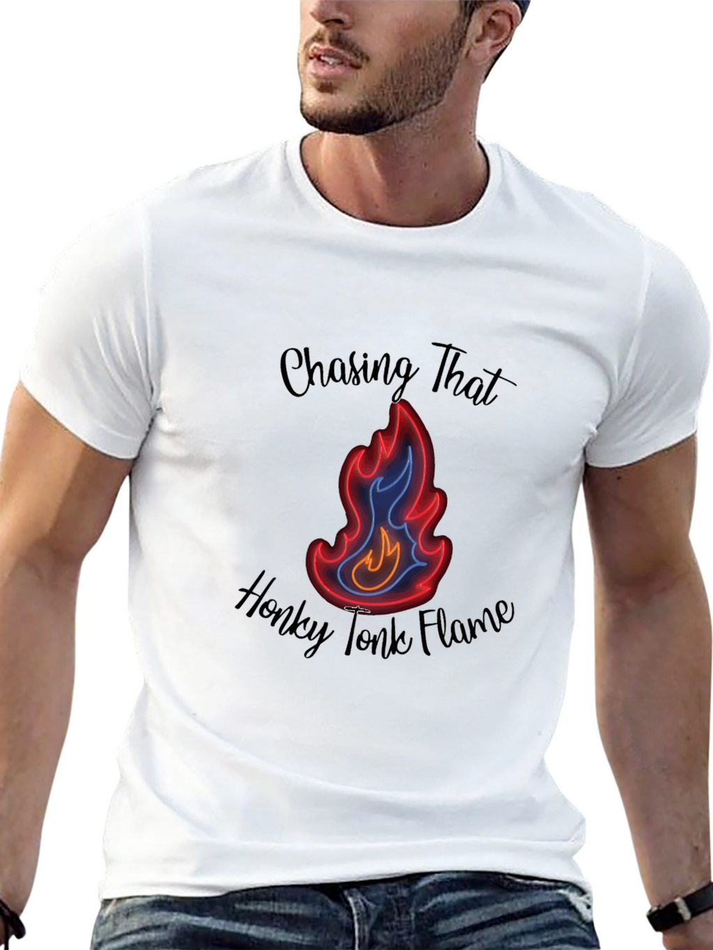 Chasing That Honky Tonk Flame Black T-Shirt