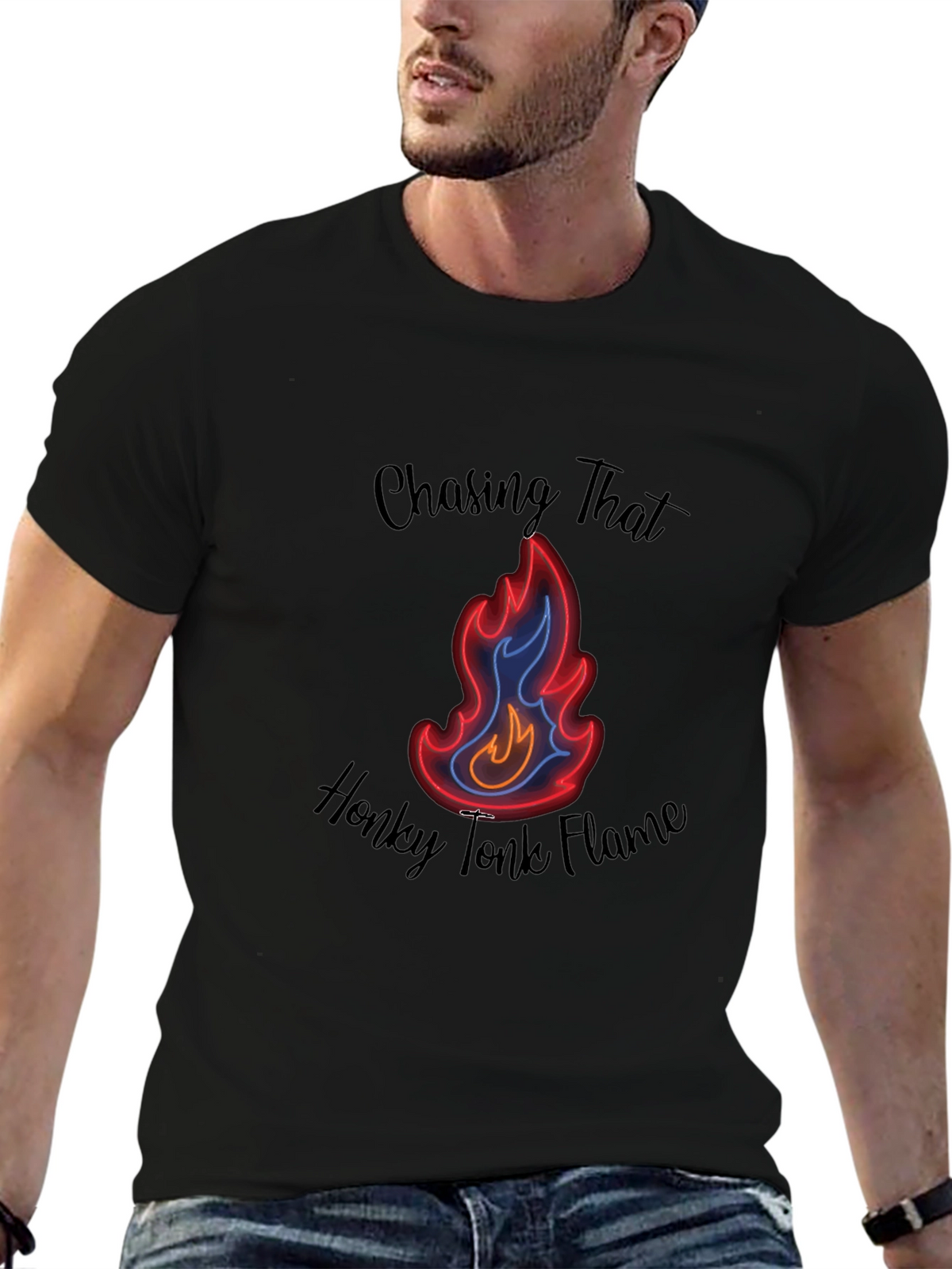 Chasing That Honky Tonk Flame Black T-Shirt
