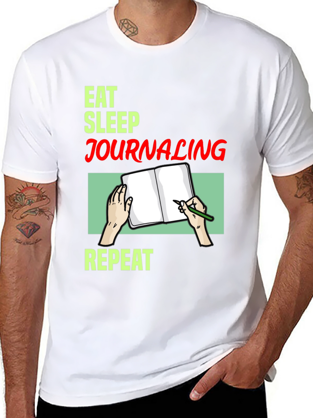 Eat Sleep Journaling Repeat T-Shirt - Black