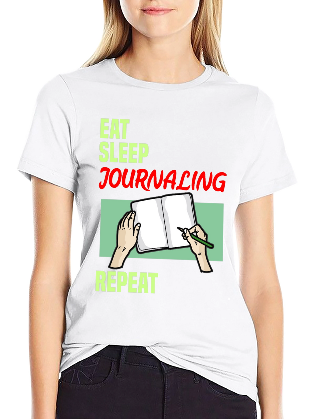 Eat Sleep Journaling Repeat T-Shirt - Black