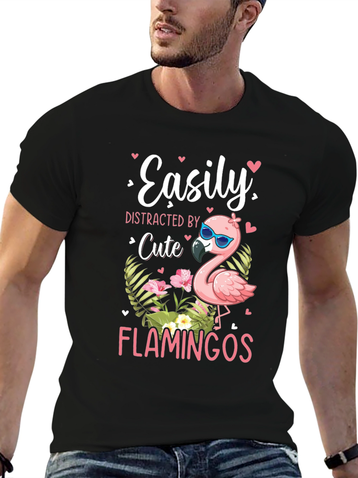Easily Distracted by Cute Flamingos T-Shirt