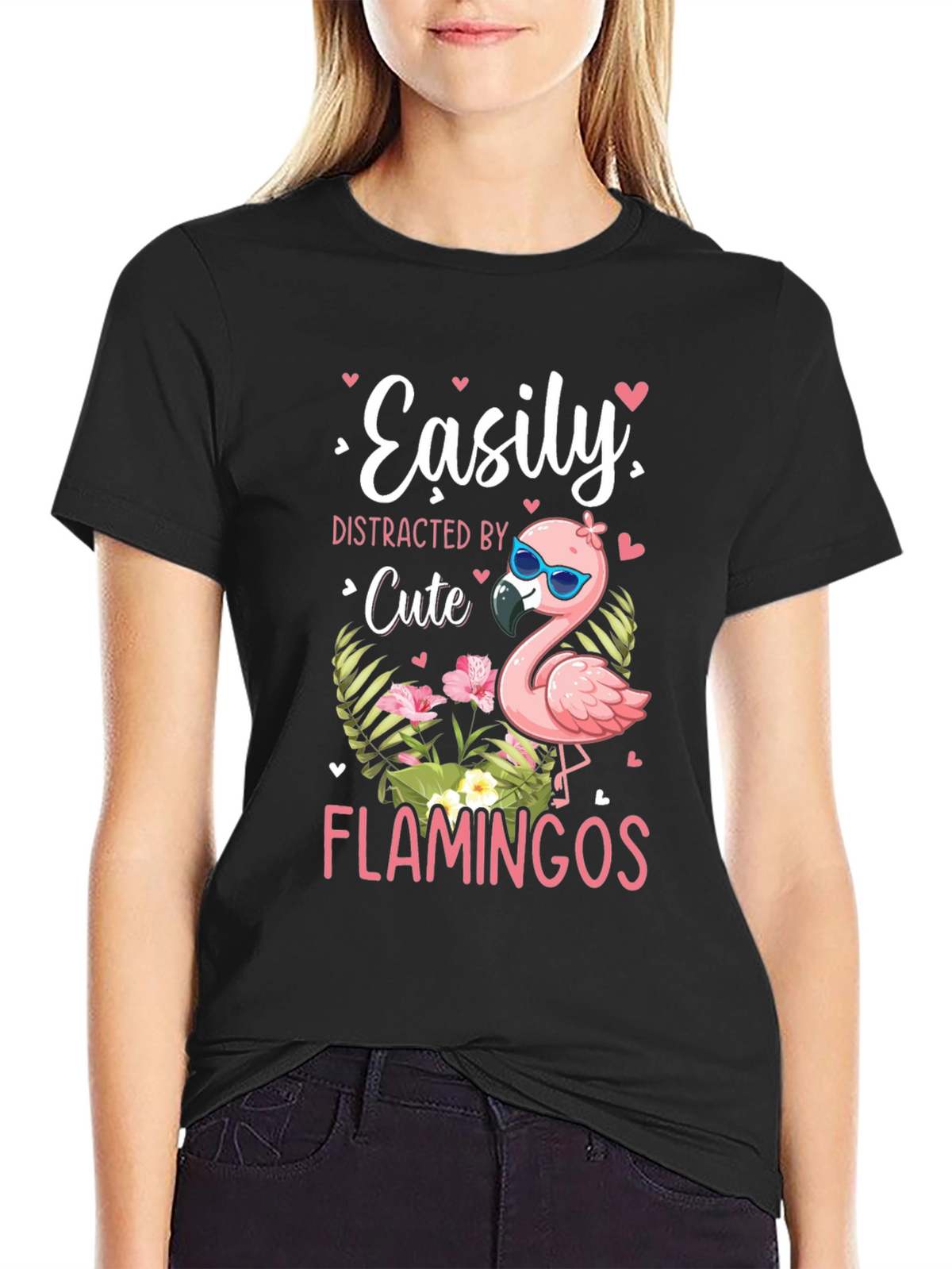 Easily Distracted by Cute Flamingos T-Shirt