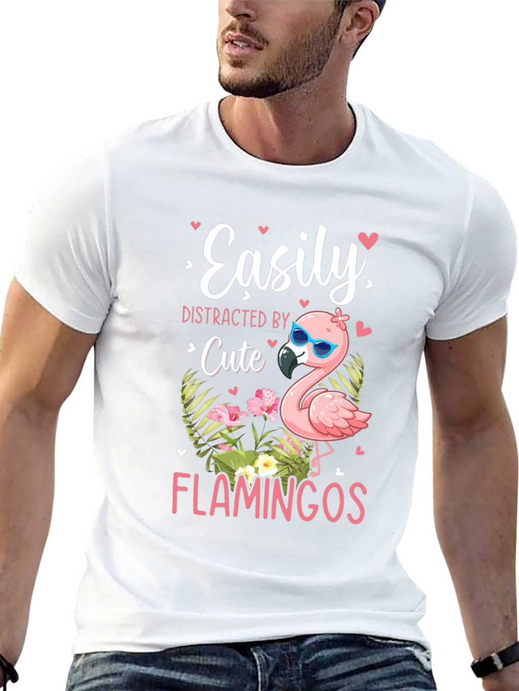 Easily Distracted by Cute Flamingos T-Shirt