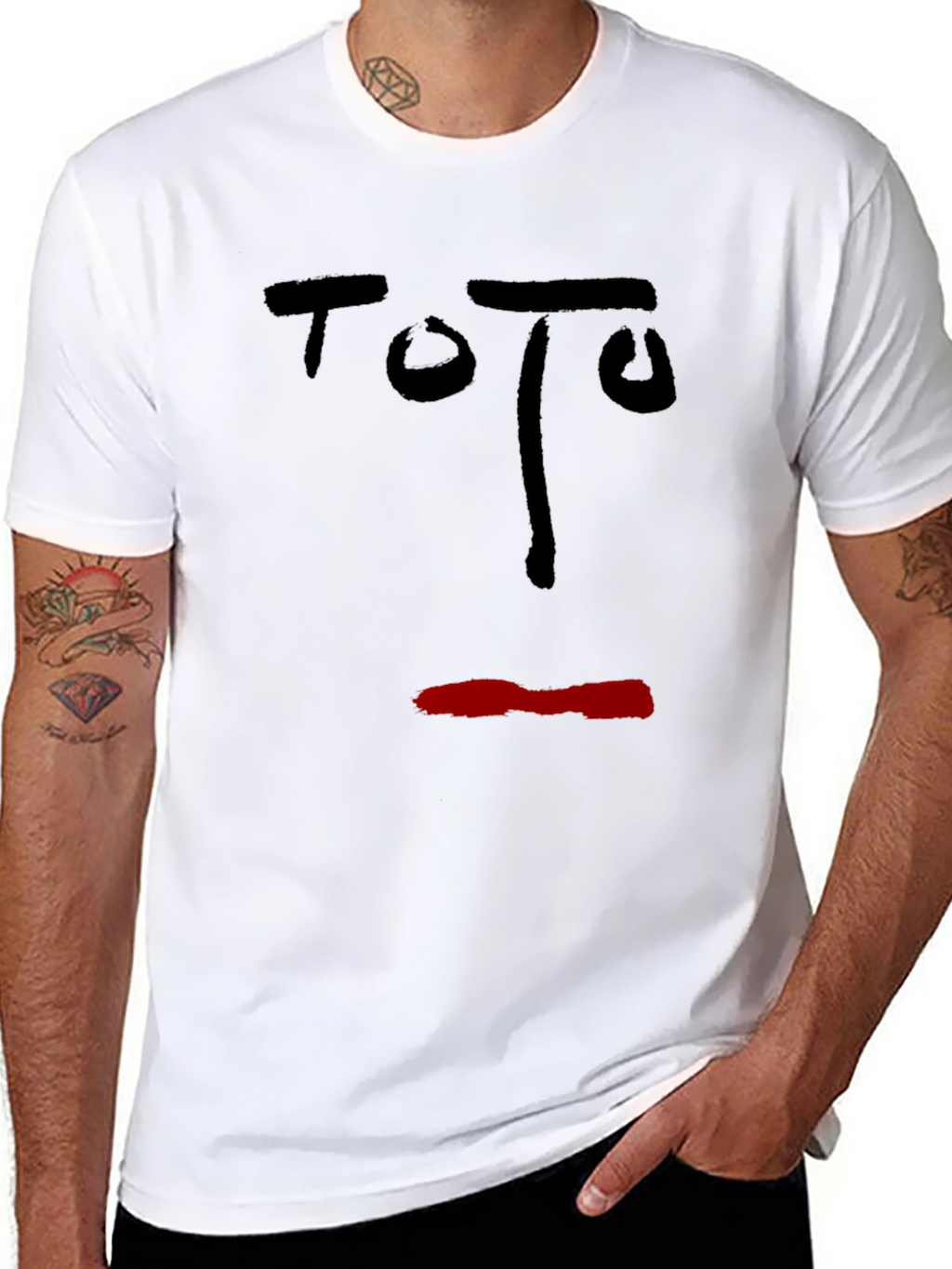 Abstract Face Graphic T-Shirt - Black
