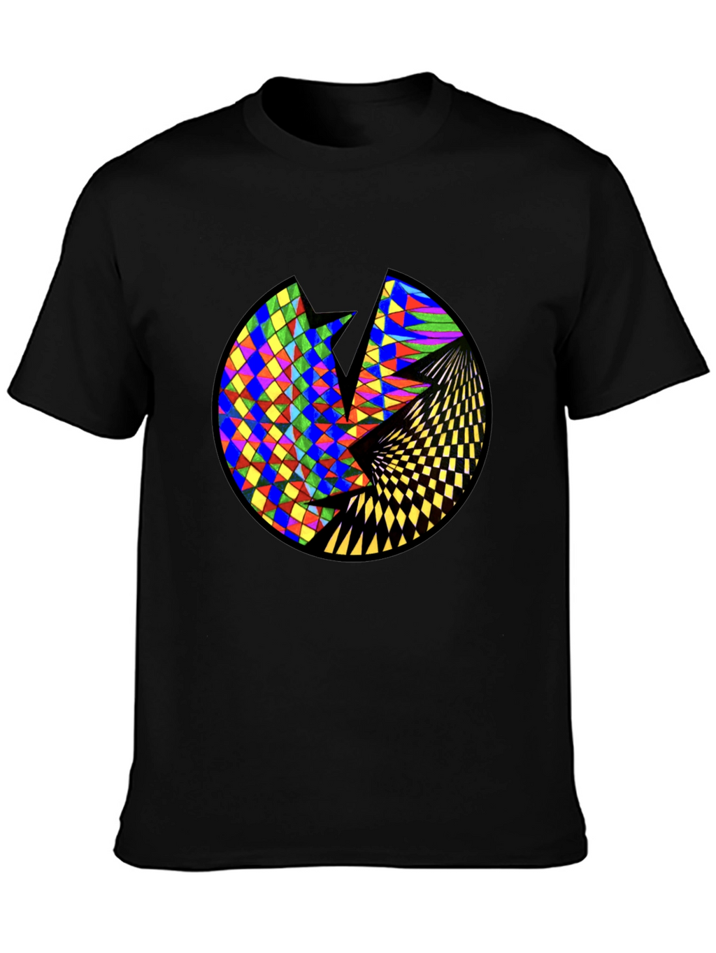 Geometric Circle Graphic Black T-Shirt