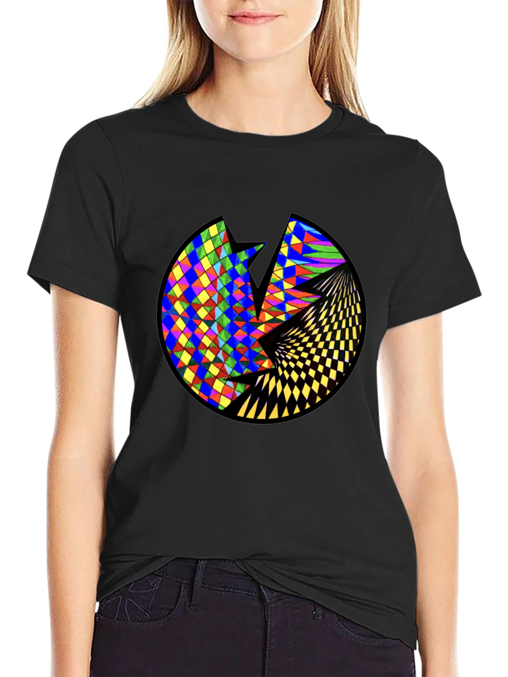 Geometric Circle Graphic Black T-Shirt