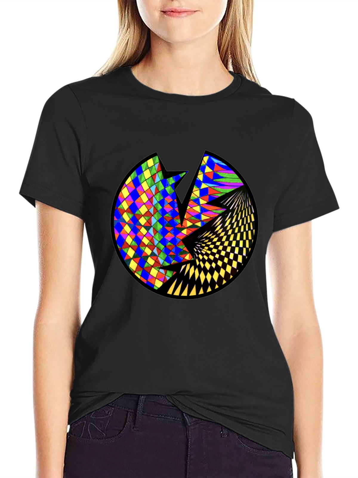 Geometric Circle Graphic Black T-Shirt