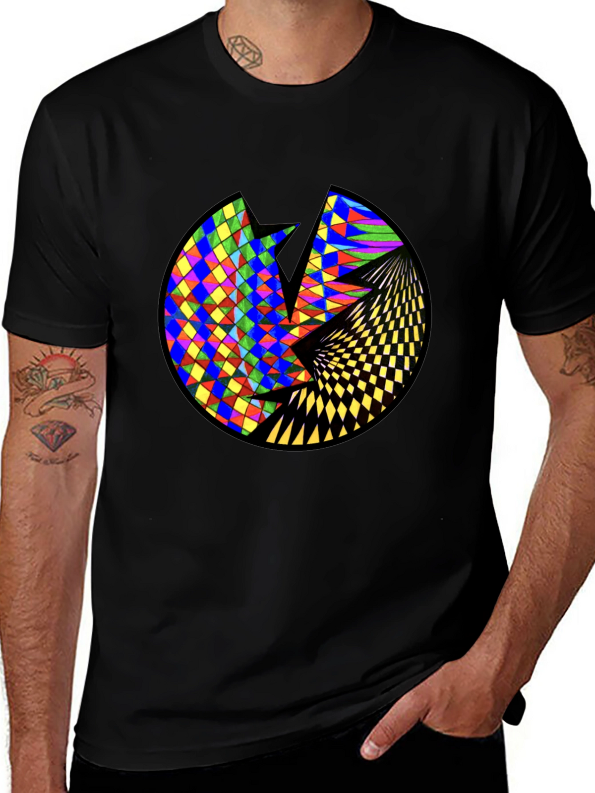 Geometric Circle Graphic Black T-Shirt