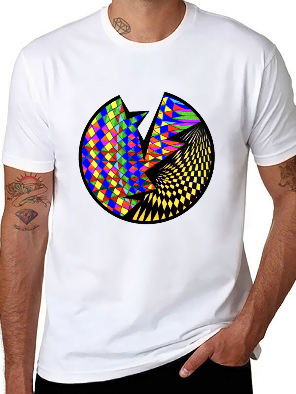 Geometric Circle Graphic Black T-Shirt