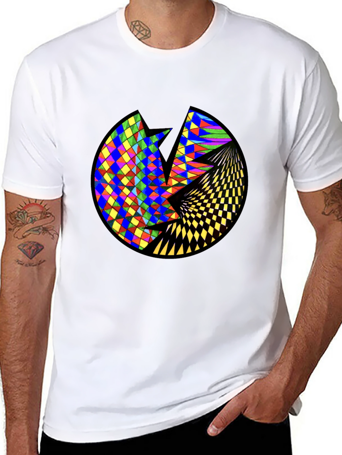 Geometric Circle Graphic Black T-Shirt