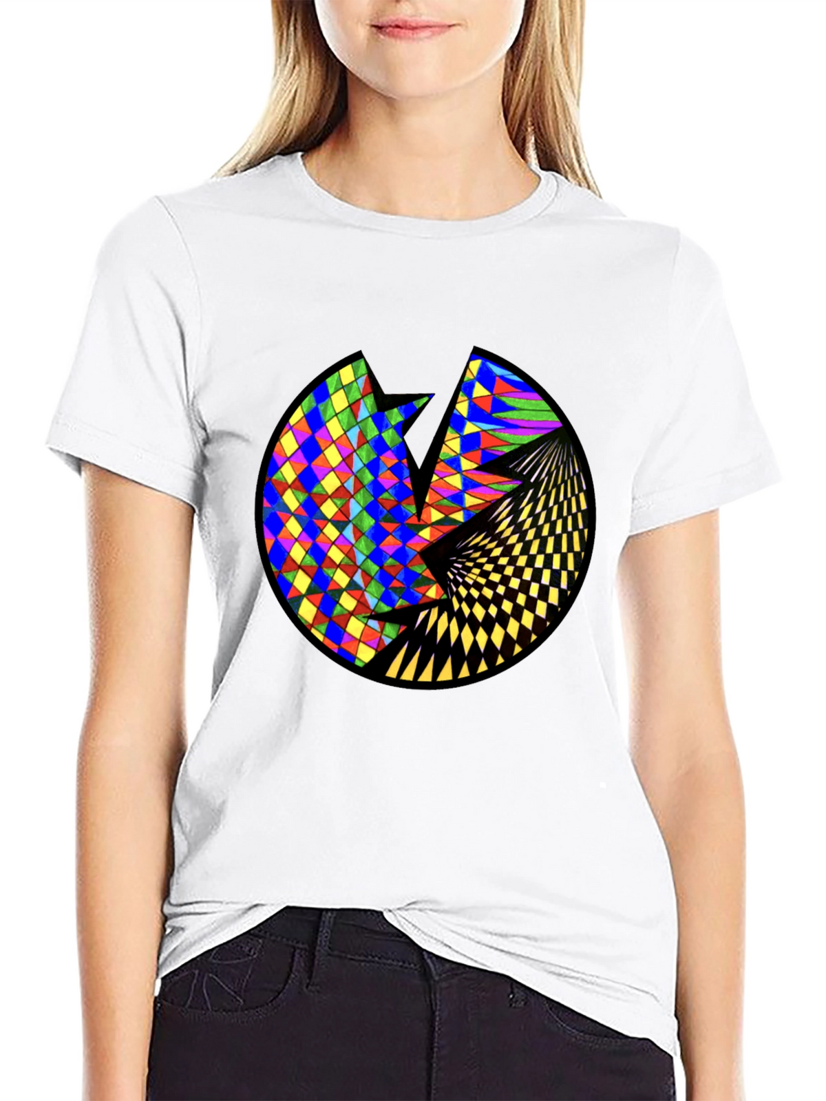 Geometric Circle Graphic Black T-Shirt