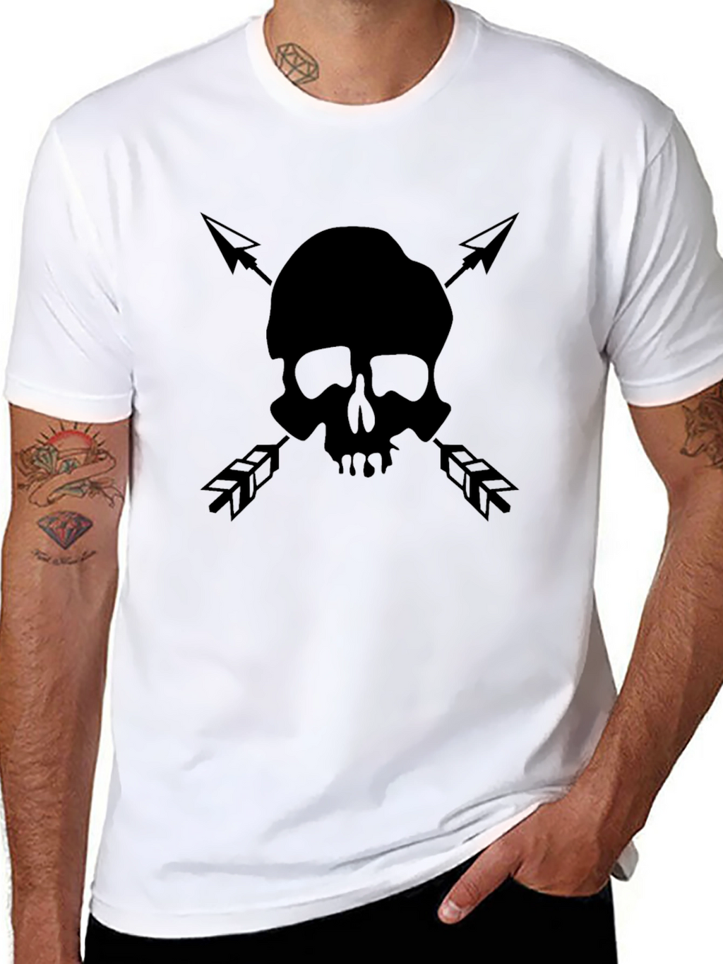 Skull & Arrow Graphic Tee - Black