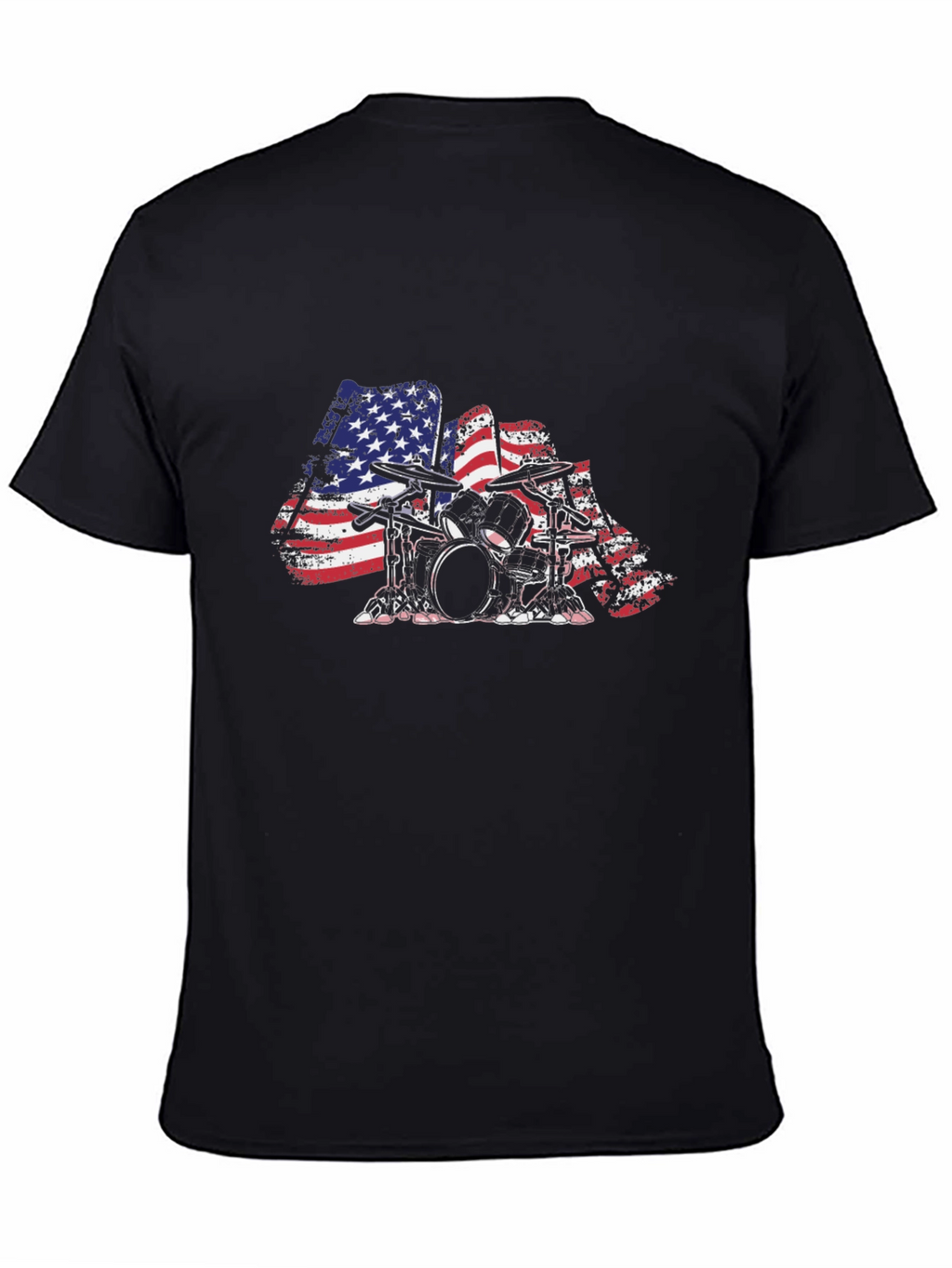 American Flag Drum Set T-Shirt - Patriotic Drummer Tee