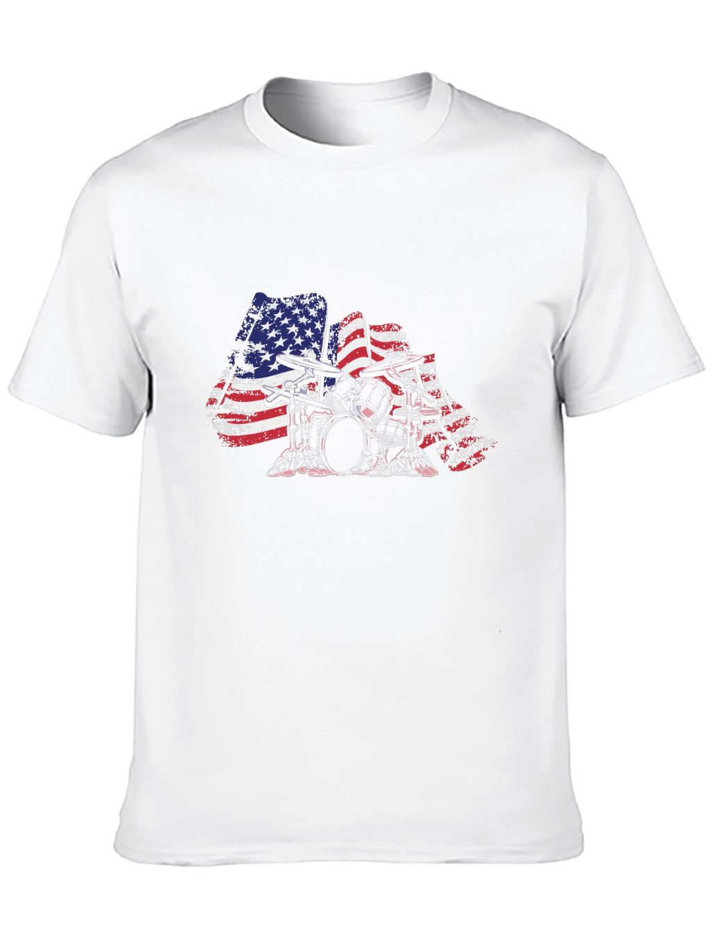 American Flag Drum Set T-Shirt - Patriotic Drummer Tee