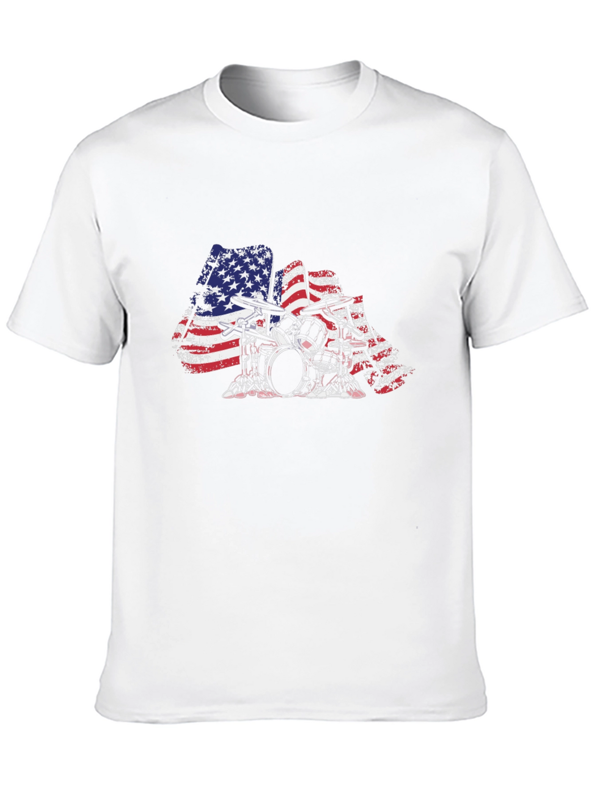 American Flag Drum Set T-Shirt - Patriotic Drummer Tee
