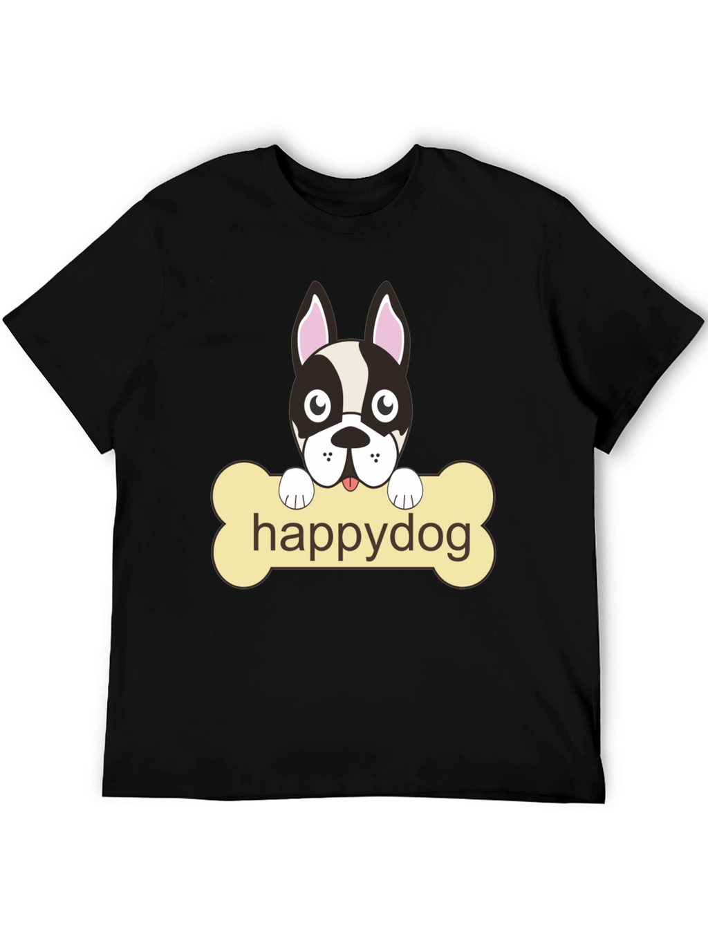 Happy Dog Black Graphic T-Shirt
