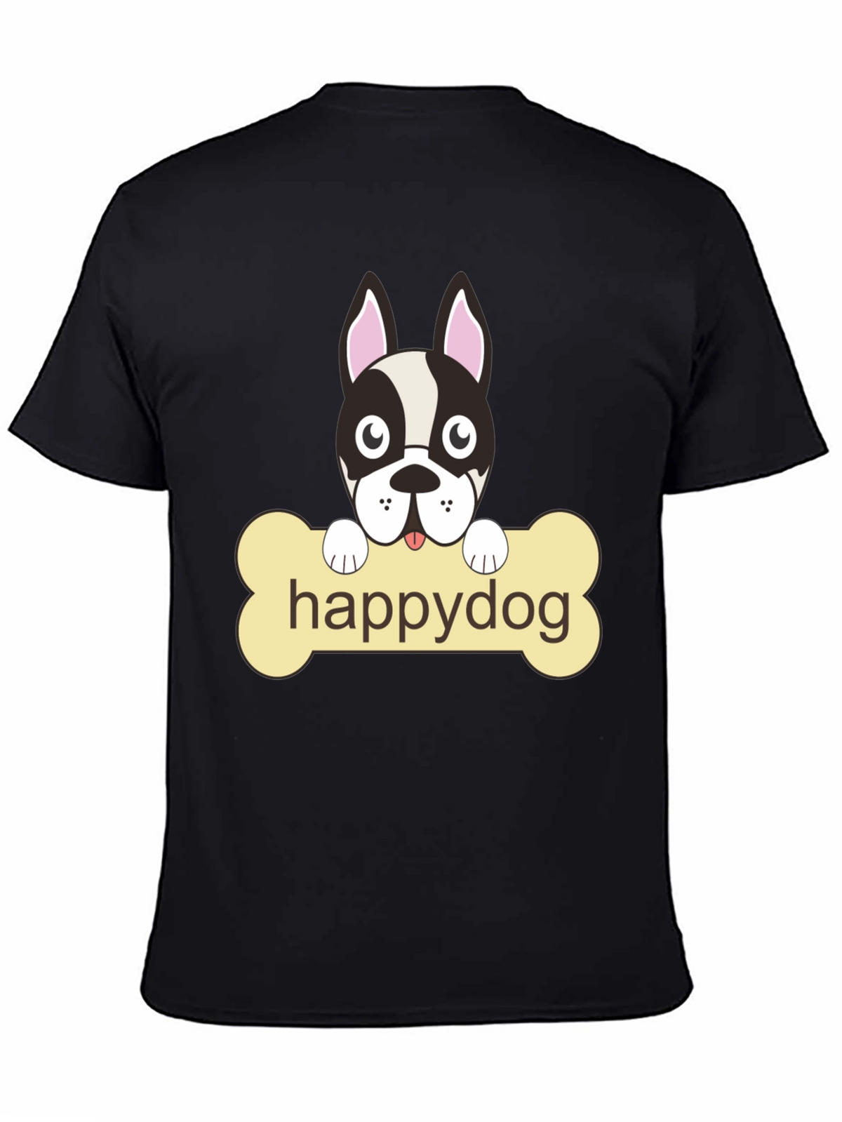 Happy Dog Black Graphic T-Shirt